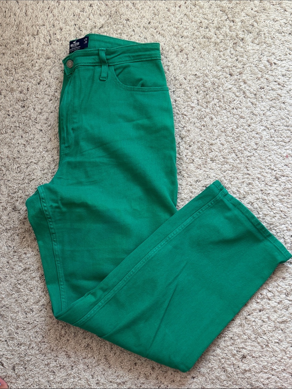 HOLLISTER KELLY GREEN ULTRA HIGH RISE DAD JEANS